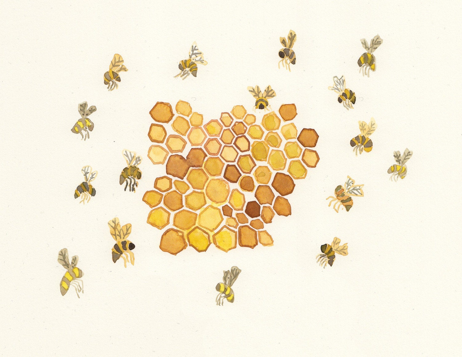Download Honey Bee Comb Original watercolor painting
