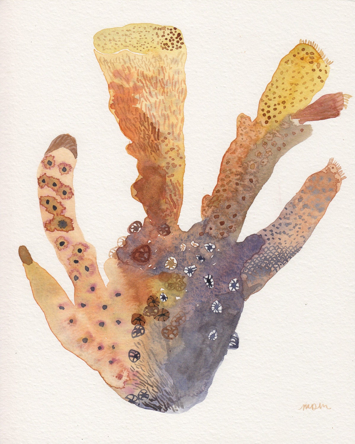Sponge Coral Original watercolor painting