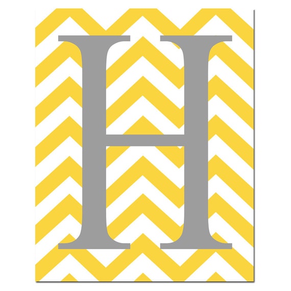 chevron initial 11x14 print choose your letter and colors
