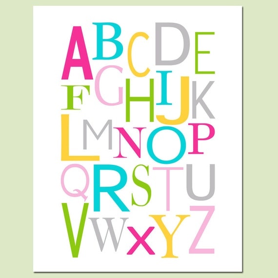 Modern Alphabet 8x10 Print Kids Wall Art for Nursery by Tessyla