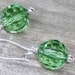 Dania - 16mm Round Multifaceted Clear Green Beaded Silver Dangle Kidney Hoop Earrings