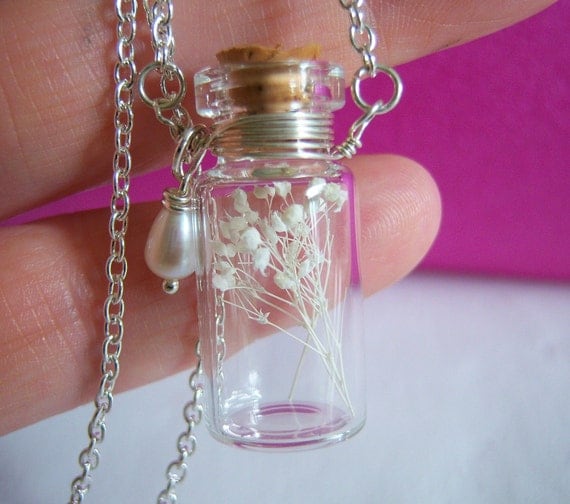Glass Vial Necklace Glass Bottle Necklace Make a Wish