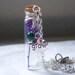 Glass Vial Necklace Glass Bottle Necklace Make a Wish Necklace with Purple Flower - 26 inches