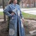 Wedding dress Cover LARGE to PLUSSize Brushed Denim DusterCoat with Vintage Crochet Prom Dress Cover