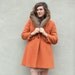 vintage BURNT ORANGE fur trimmed coat. L