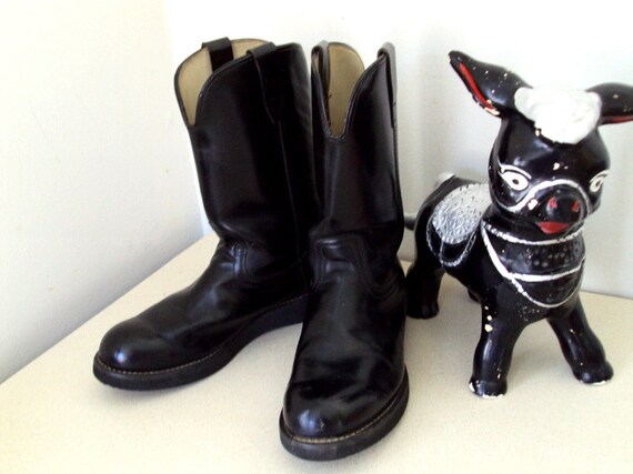 vibram cowboy boots black