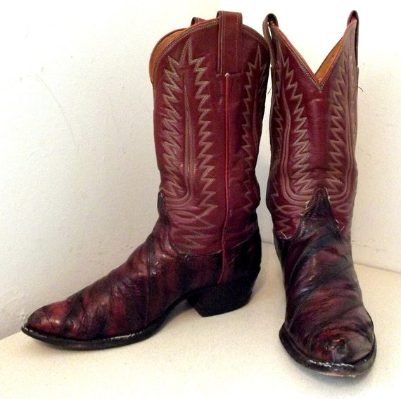 Vintage Tony Lama brand Eel Skin Cowboy Boots size 8 D or