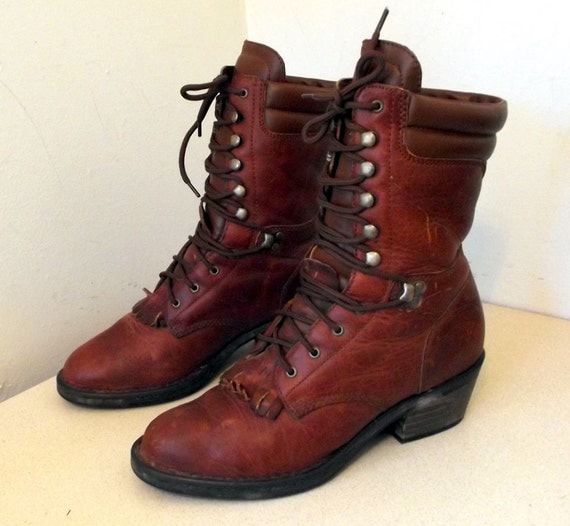 Vintage lace Up Cowboy Boots Double H brand in a cowgirl size