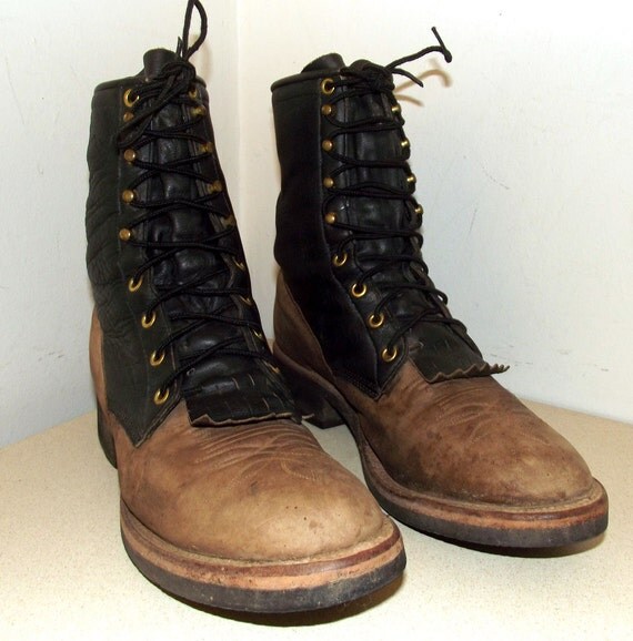 Vintage Justin lace up Roper style Cowboy by honeyblossomstudio