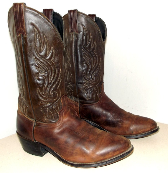 Vintage Rockin Brown leather cowboy boots size 10 EE or