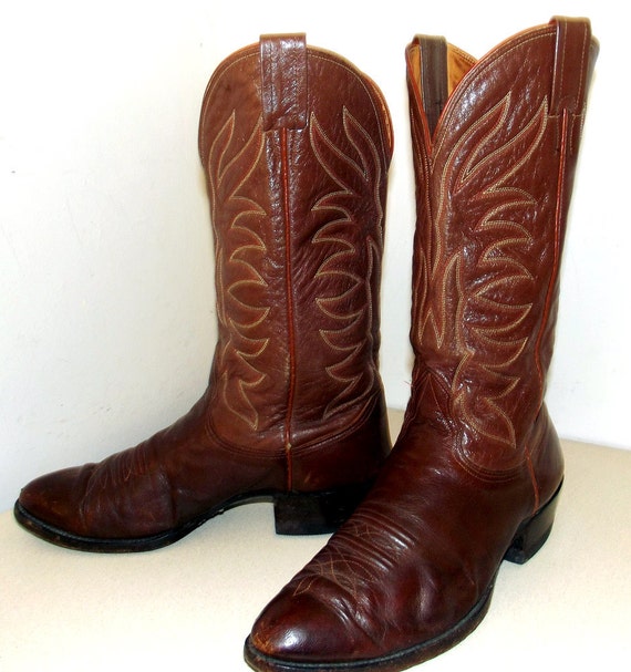 Cowboy Boots Nocona brand brown leather by honeyblossomstudio