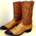 Justin brand Vintage Cowboy Boots size 10.5 D or Cowgirl size 12 with unusual leaf like embroidery