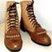 Two tone tan brown lace up Ariat work boots with removable fringe size 9