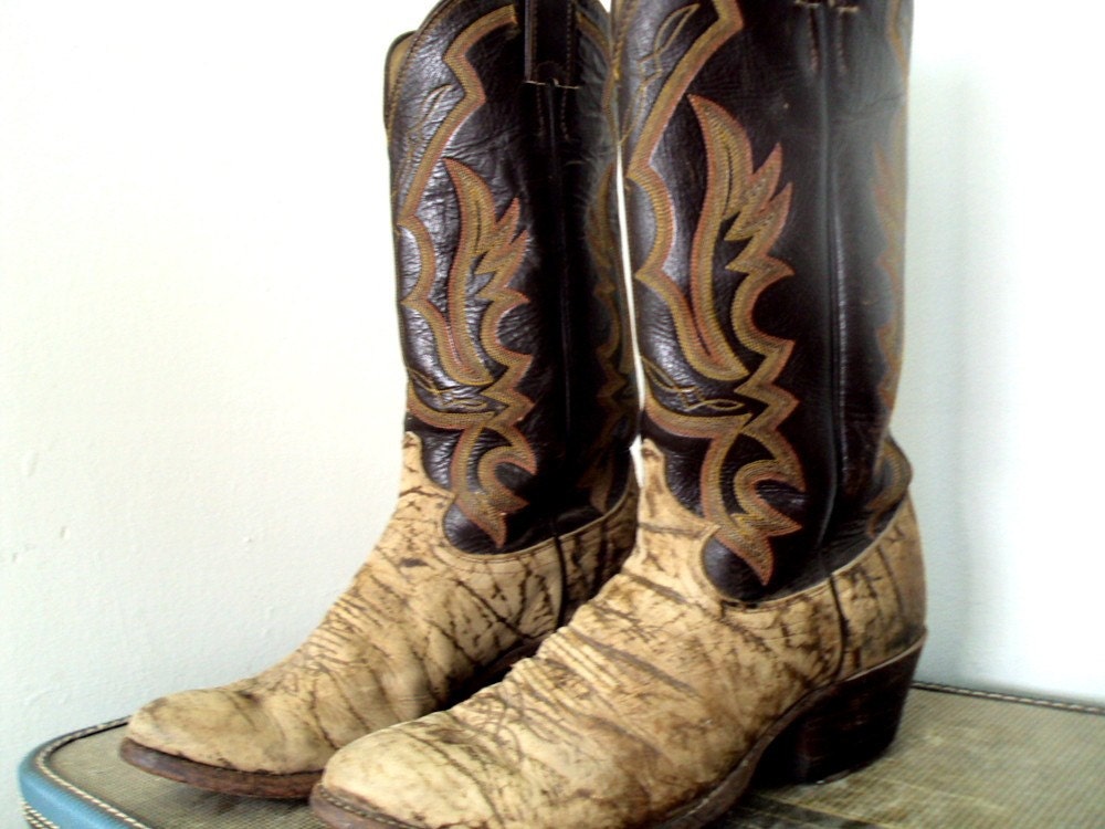 Vintage Exotic Justin Cowboy Boots Elephant by honeyblossomstudio