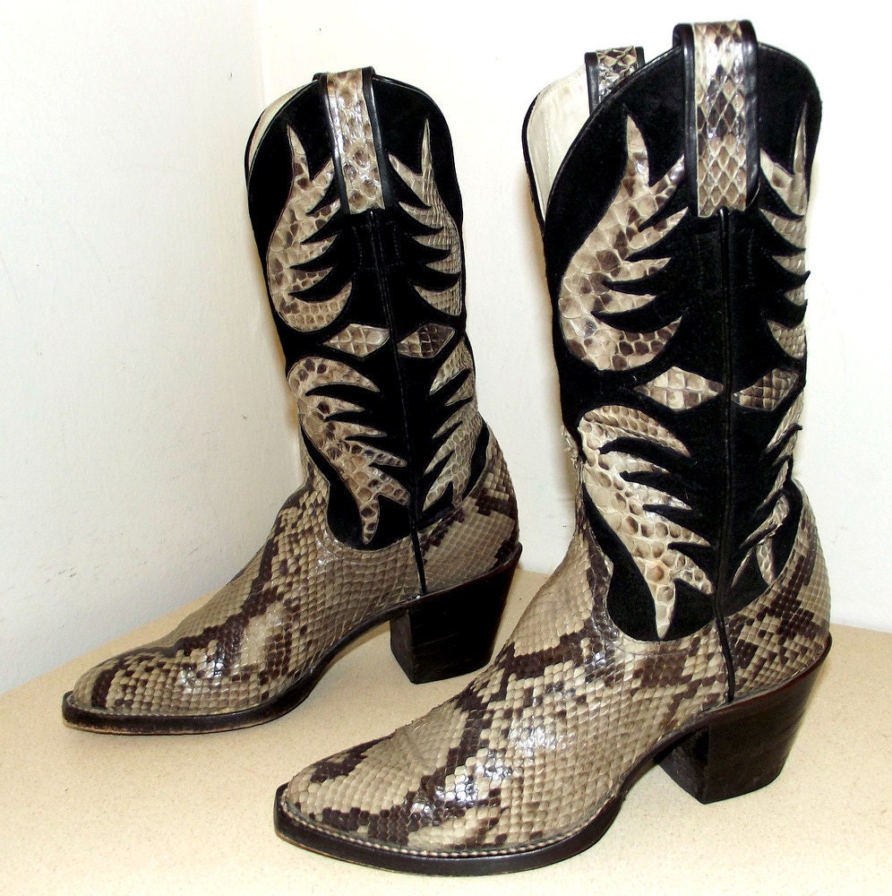 Vintage Larry Mahan Snakeskin Cowboy Boots