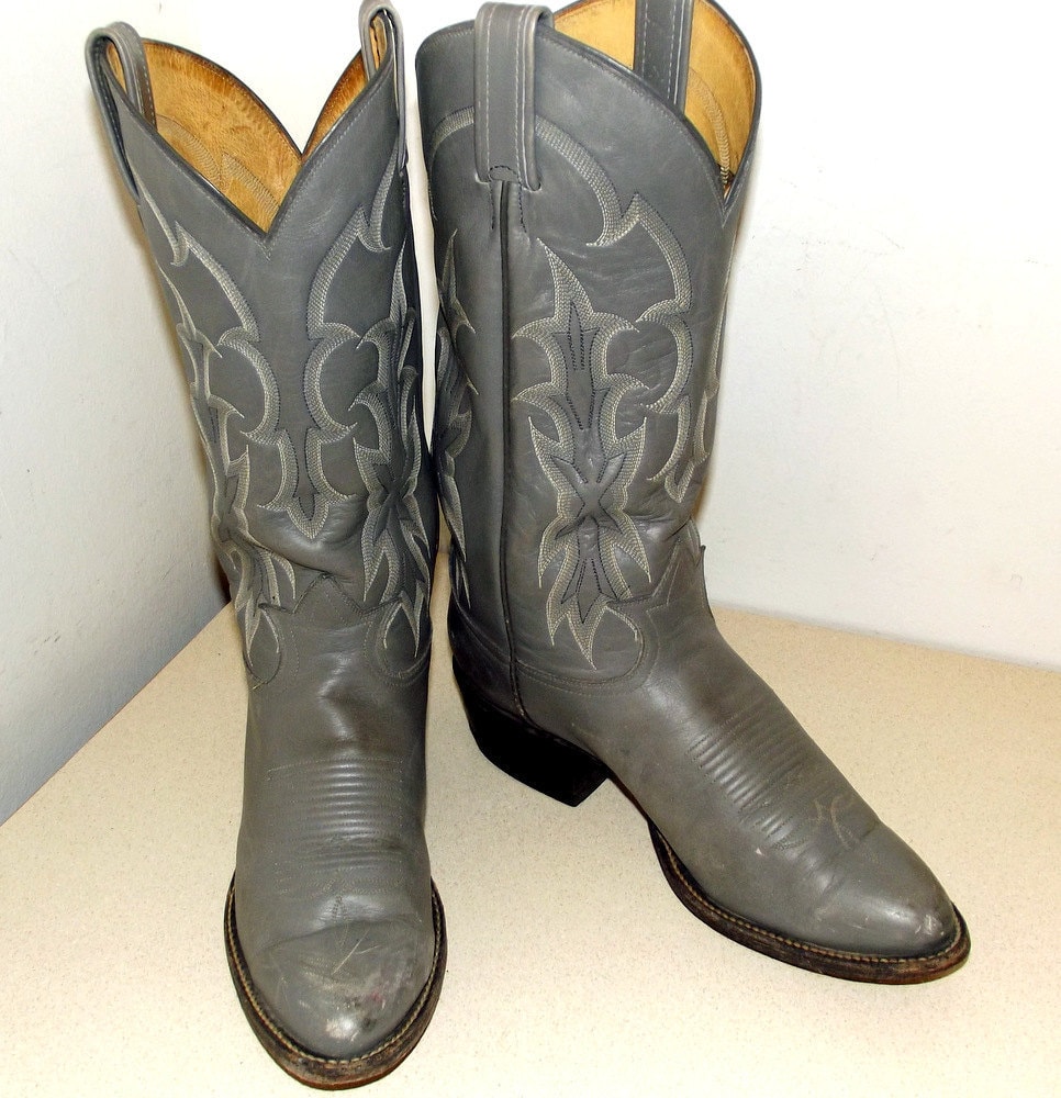 Grey Leather Tony Lama Cowboy boots size 8.5 D or cowgirl size