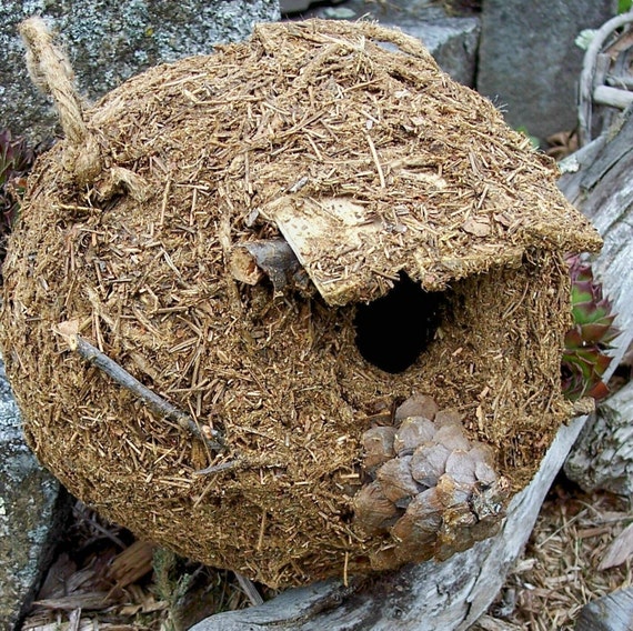 Pine Needle Nest Rustic Birdhouse