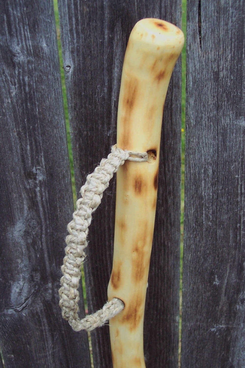 Walking Stick 57 inch Hiking staff w Macrame hemp strap