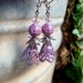 Amethyst torch fired glass enamel earrings