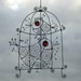 Metal Birdcage Sculpture In Red / Hanging Wire Sculpture