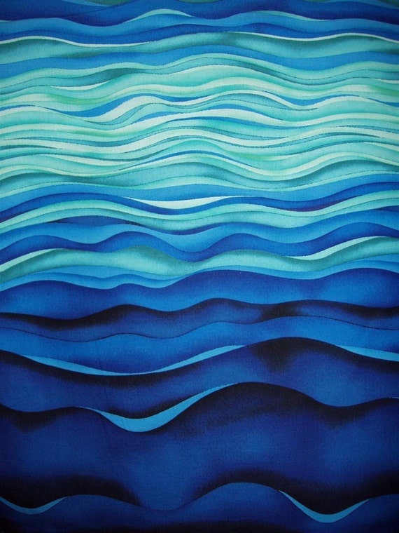 100 percent Cotton Print Fabric by Fabri-Quilt Royal Blue Wave