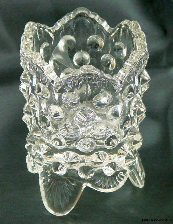 Fenton Clear Glass Toothpick Holder Hobnail Pattern