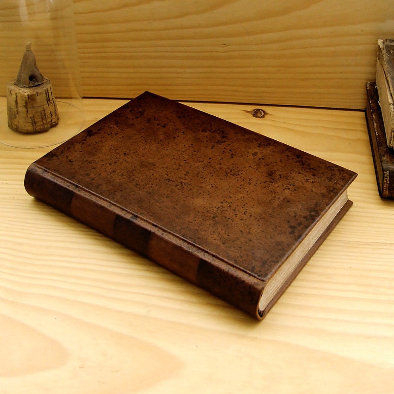 Large Leather Journal / Blank Book Antiqued Brown Leather