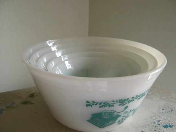 Federal Glass Mixing Bowls Turquoise Kitchen Designs