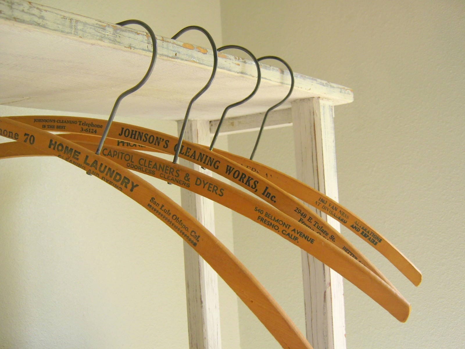 Vintage Wooden Hangers Dry Cleaners Four