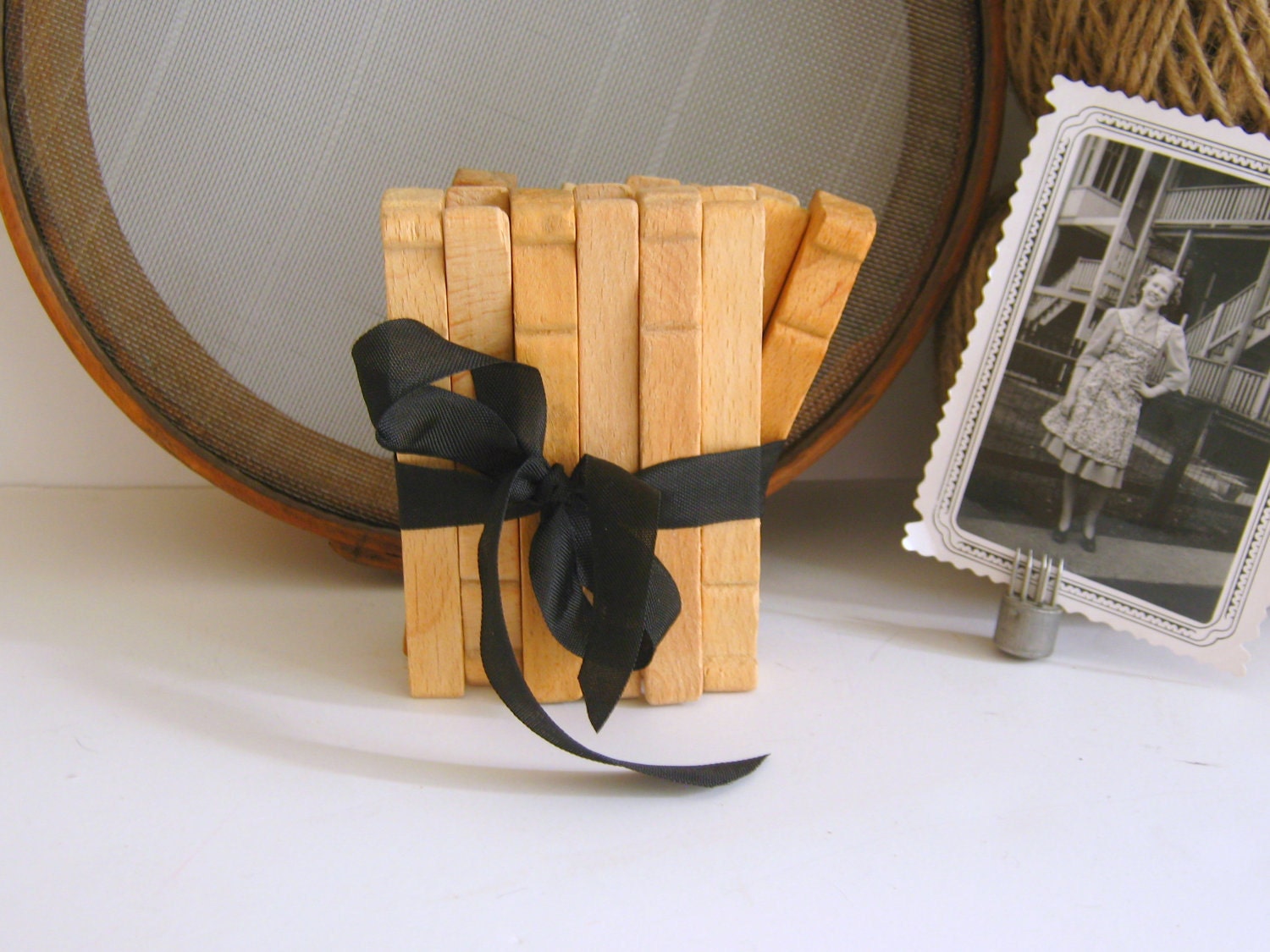 Vintage Clothespins Craft or Home Decor Bakers Dozen Repurpose