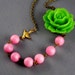 Free Shipping Period Green Flower Sorbet Vintage Plastic Beads Necklace