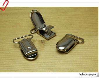 18 Metal Pacifier Clips - 1" (2.5 cm ) suspender clips / Bib Holder silver Z96