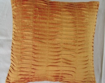 Golden yelow dupioni silk pleated pillows textured pillow Deceretive throw pillow cushion made 18inch 2 in stock.