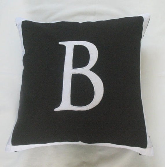 Letter B black and white monogram pillow cover 18 inch IN