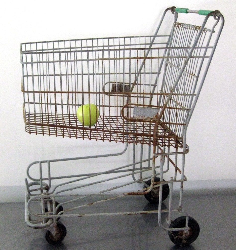 perfectly aged vintage children's metal SHOPPING CART
