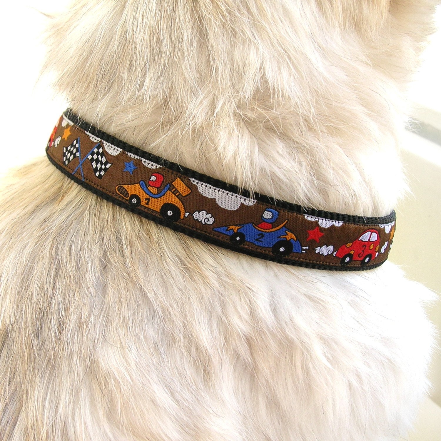 brown race car dog collar