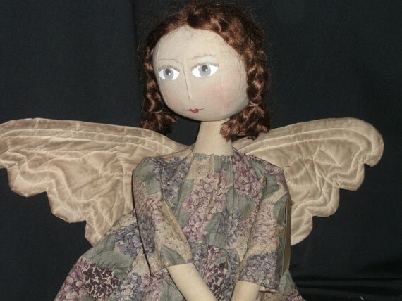 Handmade Primitive Folk Art Angel Doll Emily