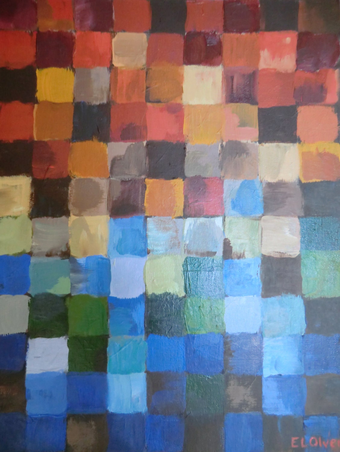 Abstract Color Squares Original Acrylic Canvas Painting