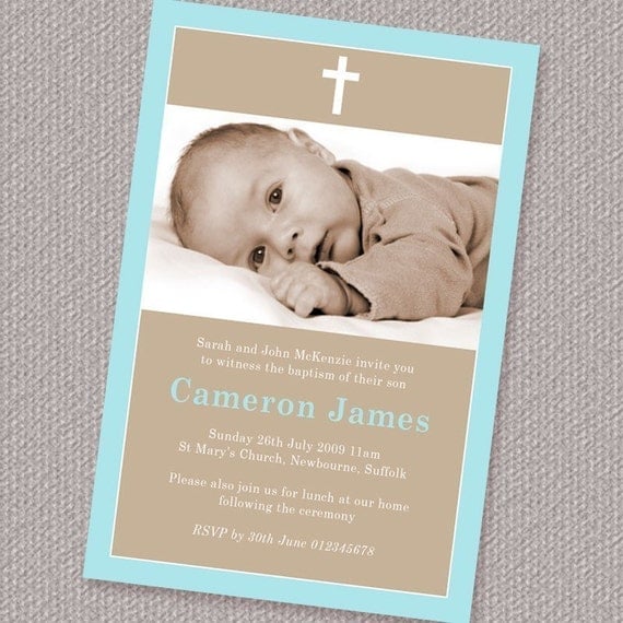 Beautiful and simple baptism invitations with picture. Photo