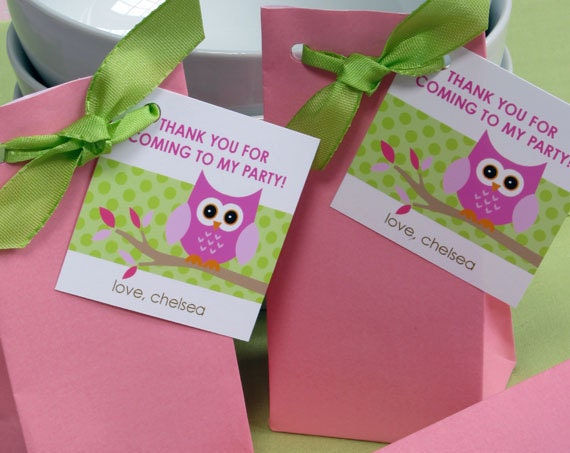 Little Owl Girl Party Favor Tags or Stickers Personalized Printable (Digital File) Il_570xn