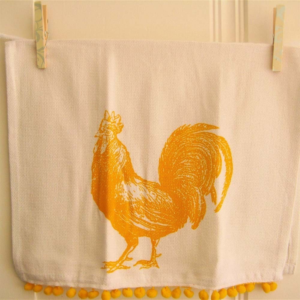 Rooster Kitchen Towel Yellow   Il Fullxfull.139800387 