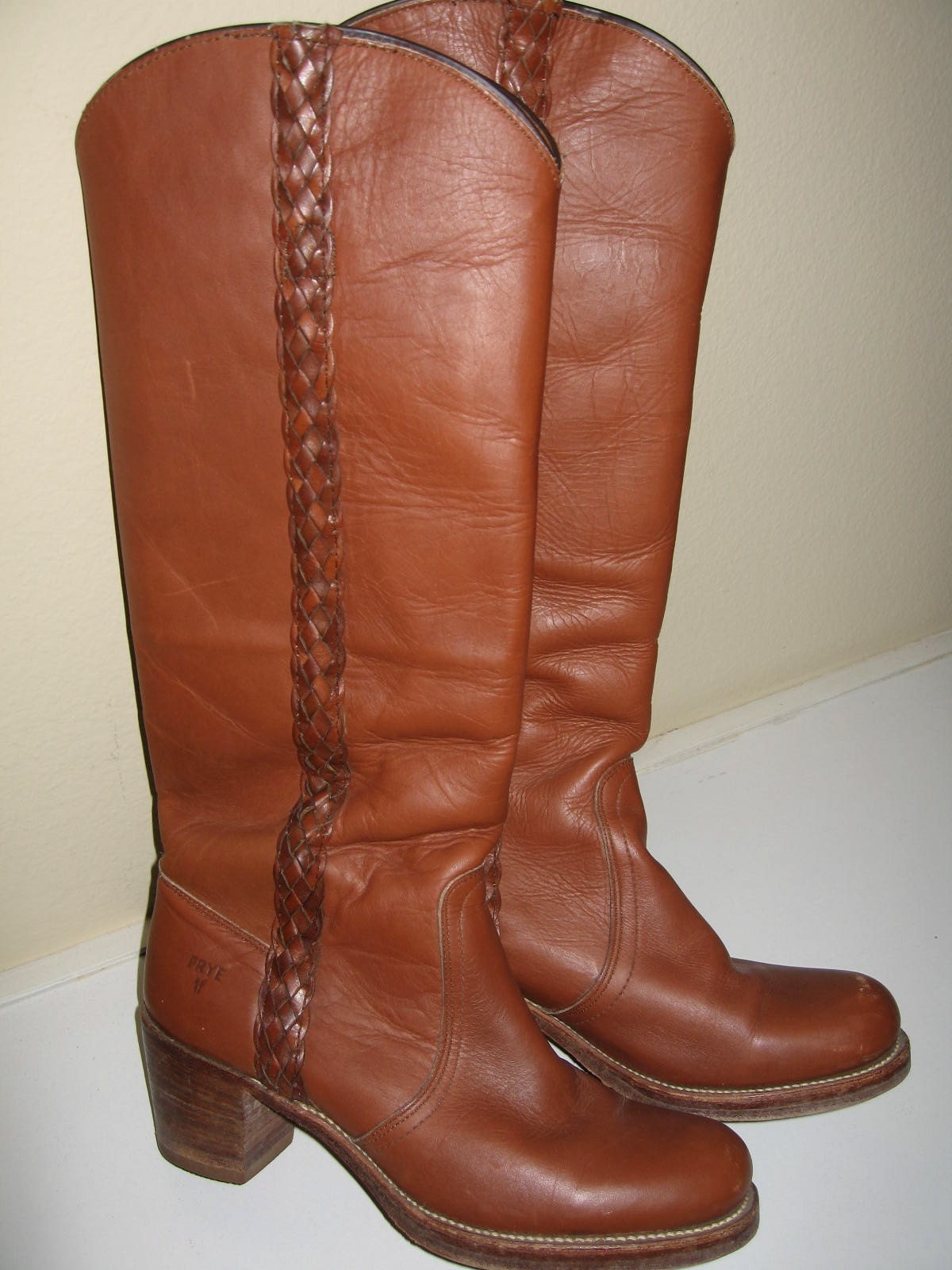 ON SALE Vintage Frye Boots 1970's Braided Leather Riding