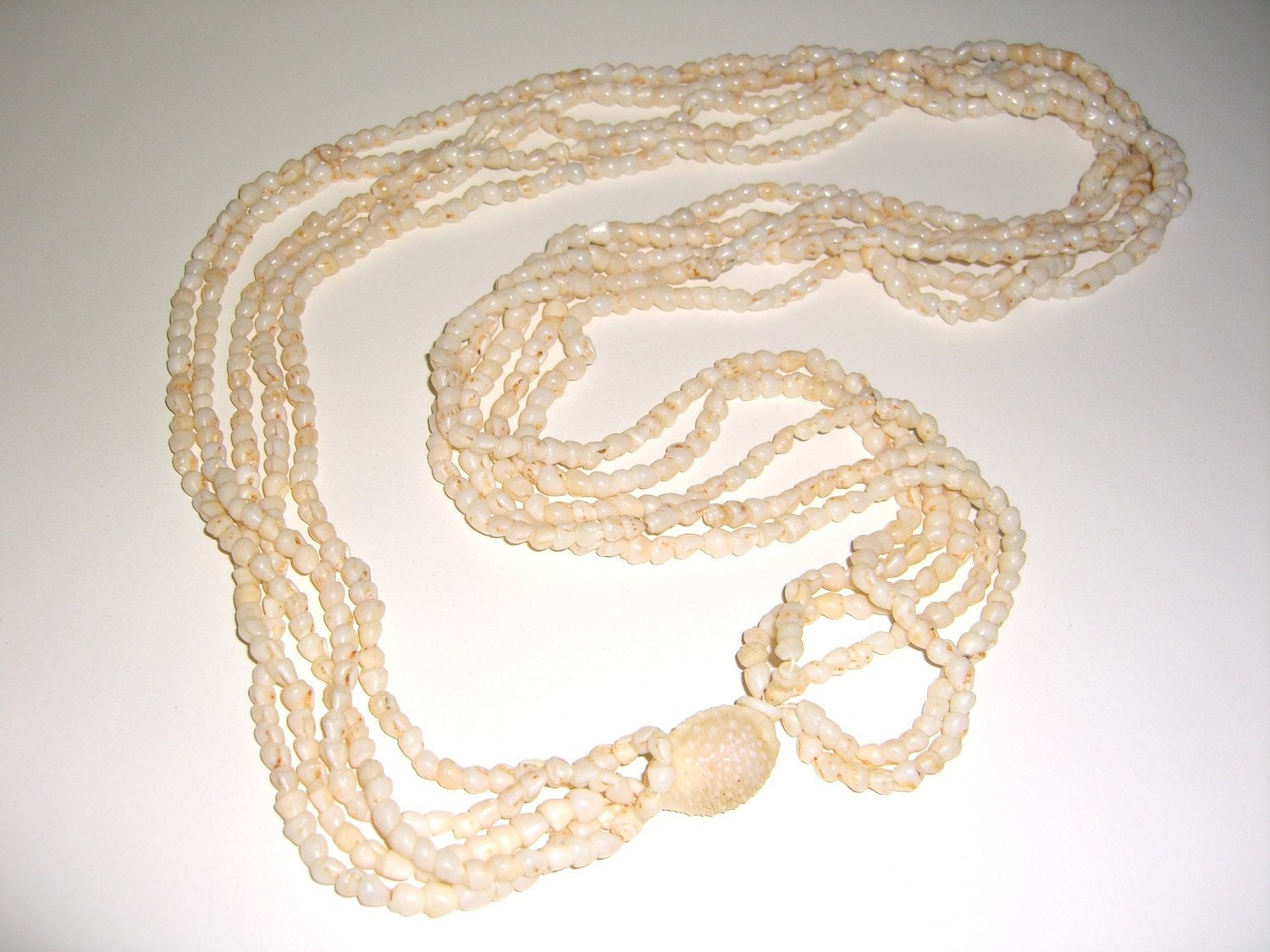SALE Niihau Shell Necklace 5 Strand White Momi Wedding Style
