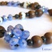 Periwinkle Crystal Beaded Matinee Necklace, Blue Necklace, Wood Necklace, Goldstone Necklace, Beaded Jewelry, Gemstone Necklace, Crystals