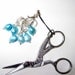 Stitch Markers - Turquoise Blue Freshwater Pearl - Stork Embroidery Scissors - Set of 6