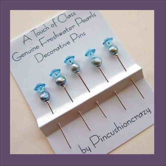 Freshwater Pearl Decorative Sewing Pins Simply by PincushionCrazy