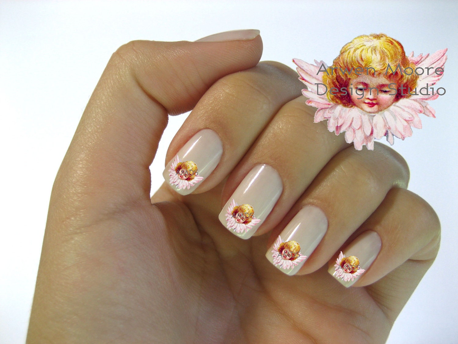 Vintage Design Little Sweet Angel Nail Art Waterslide