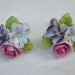 Antique Porcelain Flower Earrings - vintage jewelry, roses, violets forget-me-nots ...something blue...