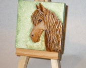 Horse portrait - mini painting on 3 x 3 inch canvas. Original painting.