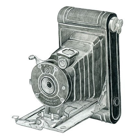 Original Drawing of a Vest Pocket Kodak Camera